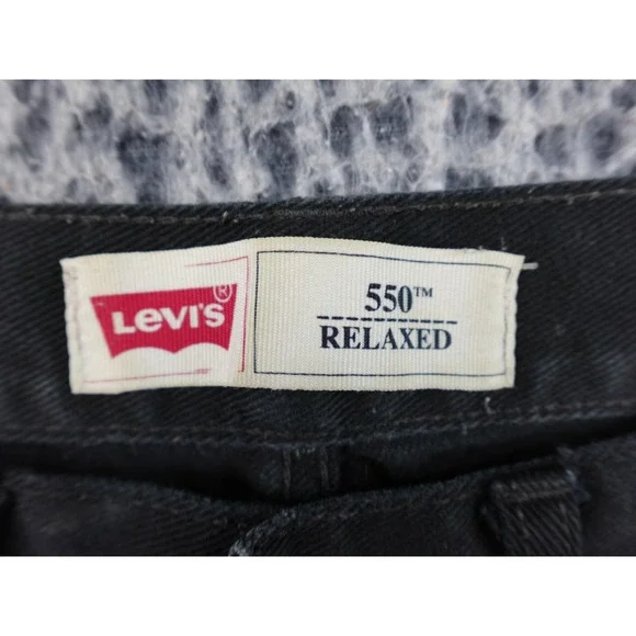 Levis 550 Relaxed Fit Tapered Leg Jeans Mens Black Denim 5-Pocket Pant 28x28 - Picture 9 of 14